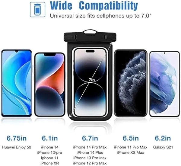 Waterproof Phone Pouch Dry Bag Case for iPhone 14/13/12 Pro Max, Galaxy S21, Huawei | Universal Floating Cover Up to 7” | Beach, Swimming & Snorkeling - Image 2
